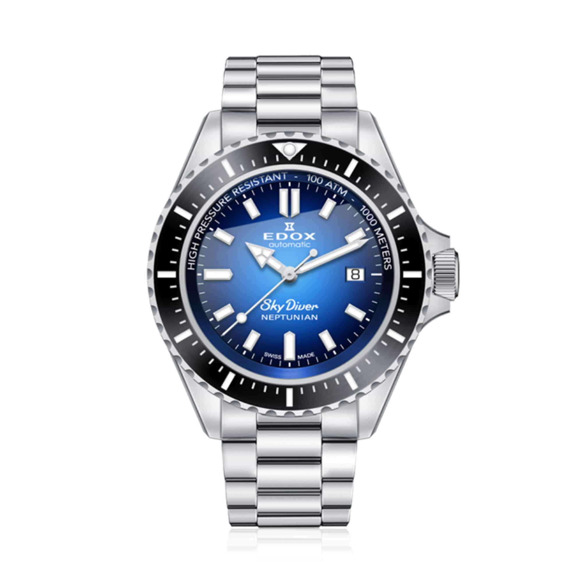 Edox Skydiver Neptunian Blue Dial 80120-3NM-BUIDN – Swiss Time